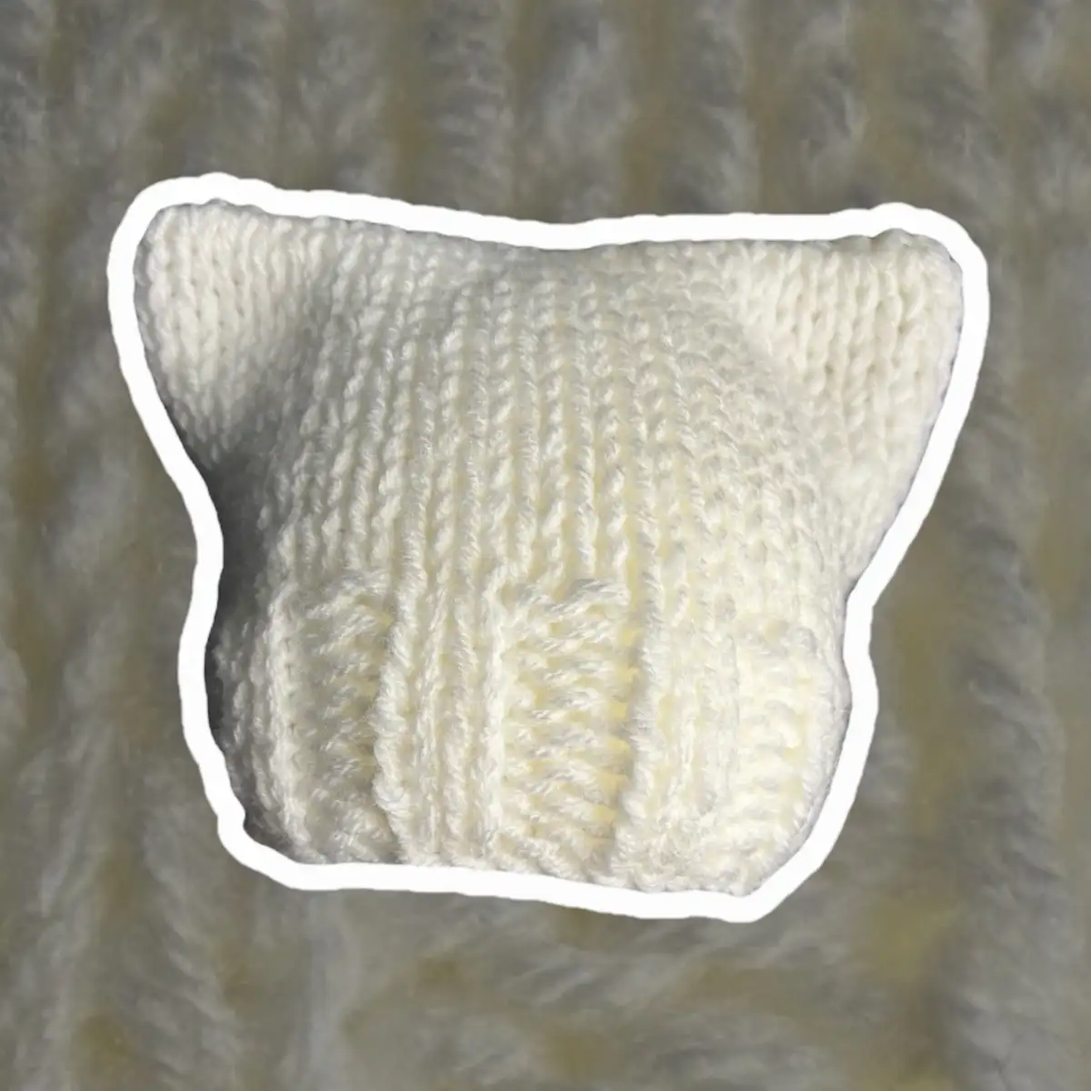 Bonnet fantaisie chat femme blanc