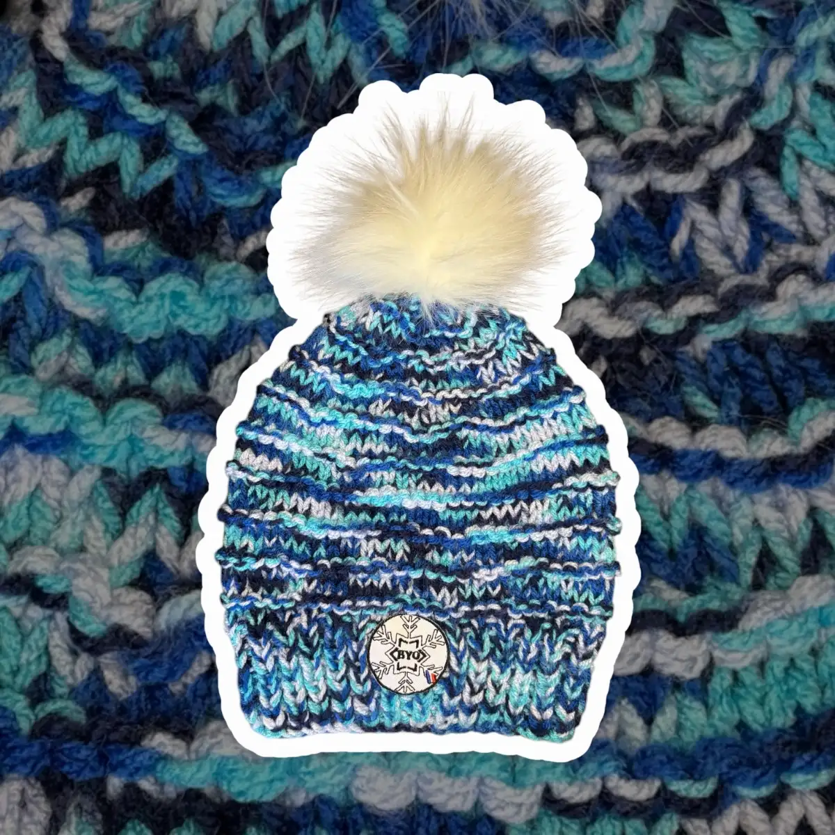 Bonnet multicolors femme bleu blanc