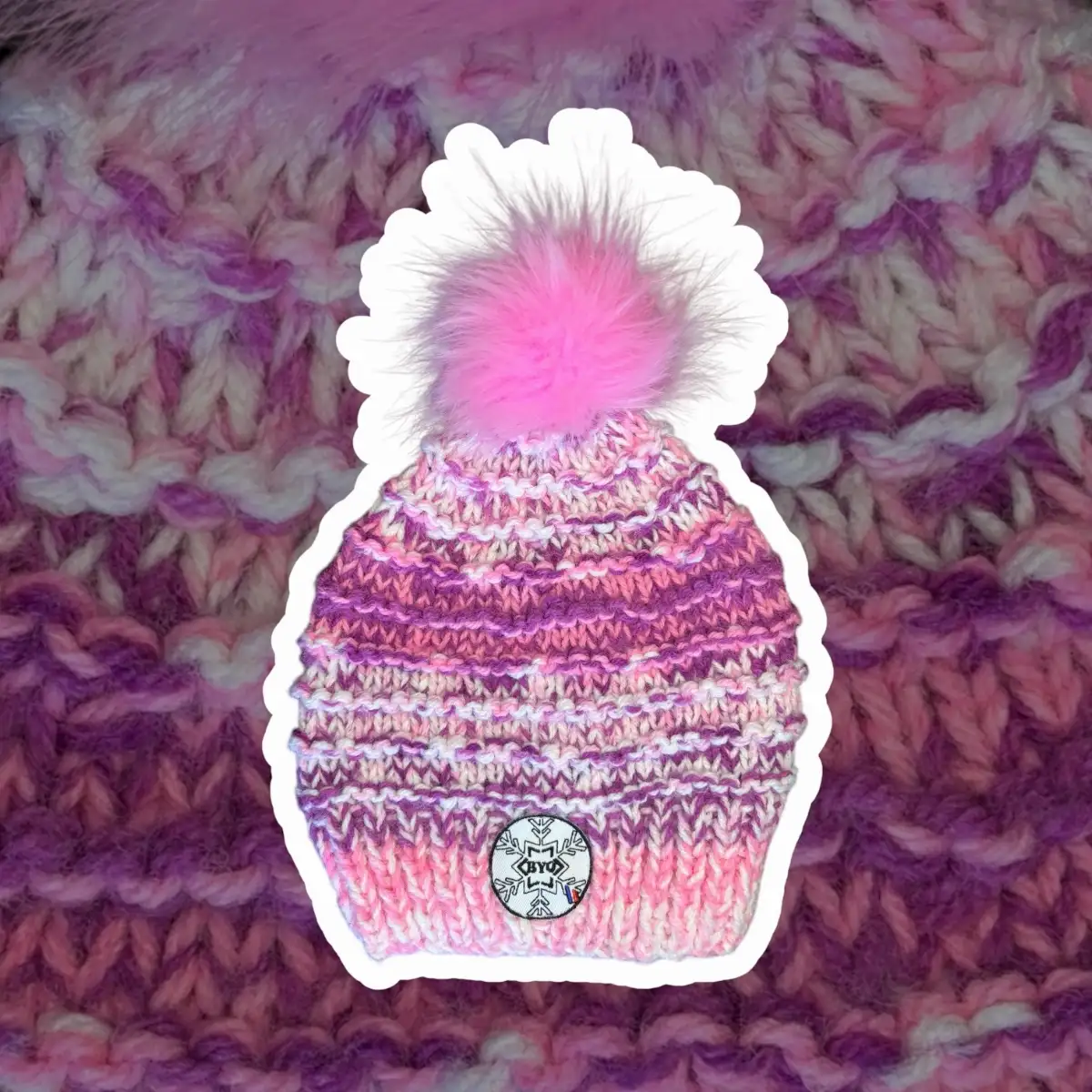 Bonnet multicolors femme rose violet blanc