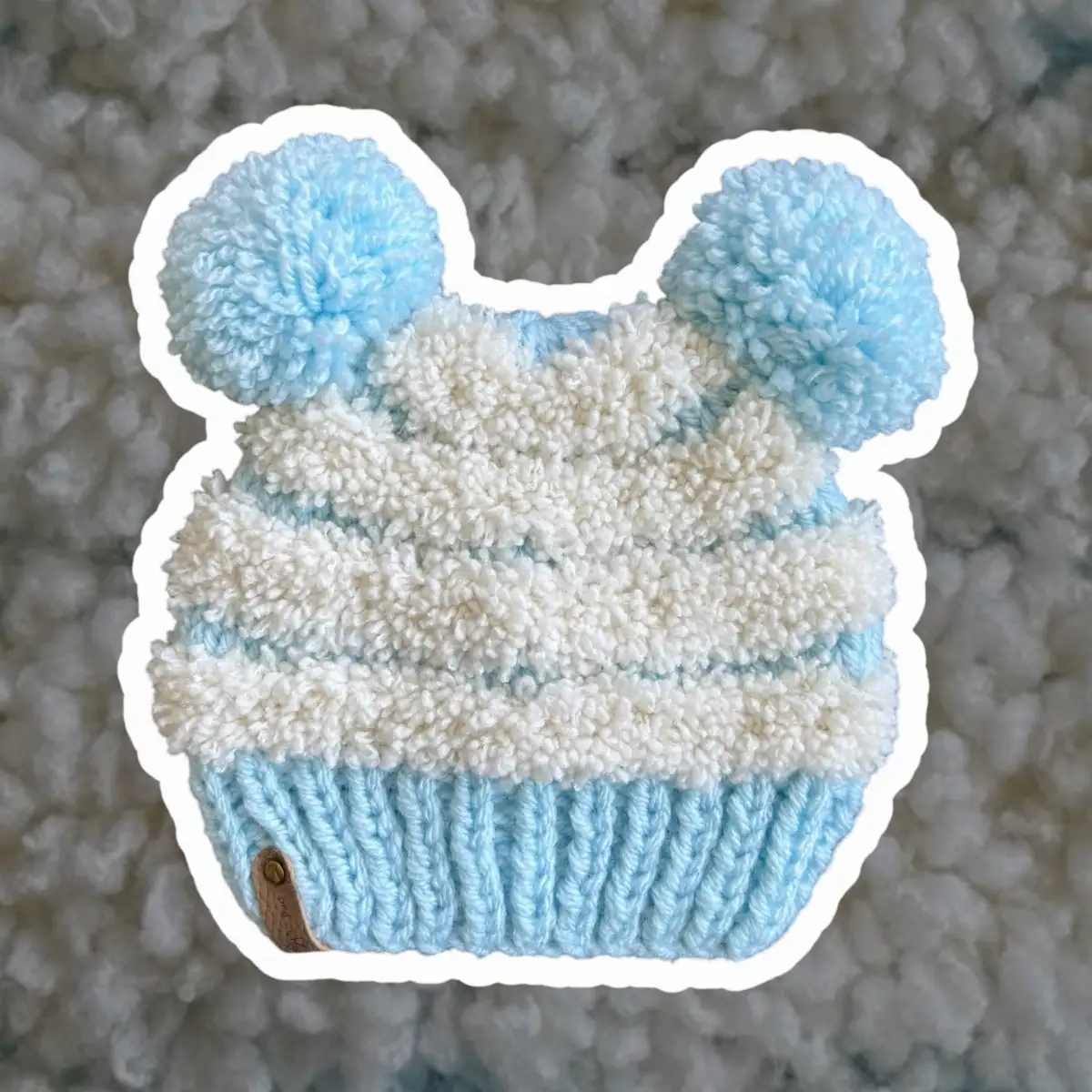 Bonnet fantaisie ours fourrure enfant 2-3ans bleu blanc
